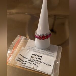 Ruby and Rhodium Plated Ring